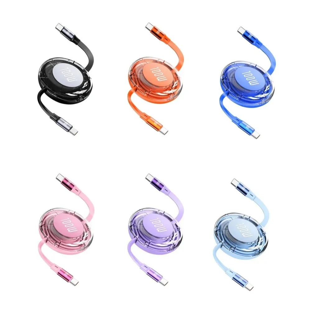 Kabel USB-C do USB-C 100W z wysuwanym złączem, szybkie ładowanie, kabel do telefonu iPhone 15, Huawei, Xiaomi, MacBook, iPad, kabel USB-C do transmisji danych — zdjęcie 2