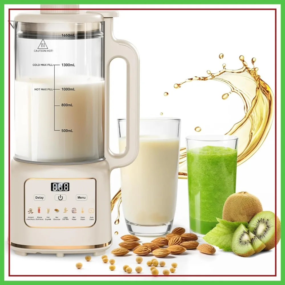 

10-in-1 Nut Milk Maker Machine, 55oz Automatic Soy Milk Blender for Homemade Almond, Oat, Soy Milk, Juice & Non-Dairy Beverages