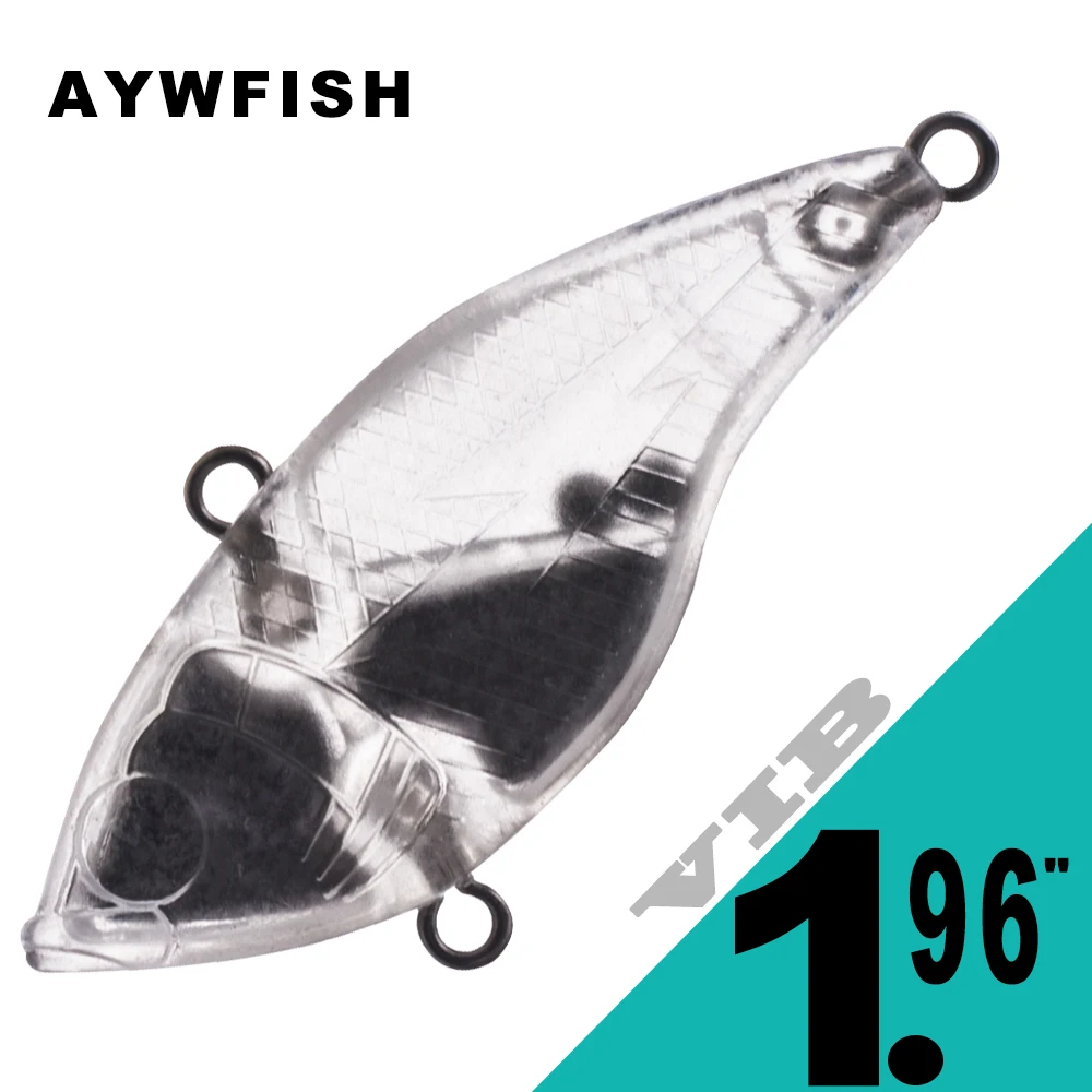 

AYWFISH 10PCS Unpainted Lipless Crankbaits 1.97IN 13.2G Transparent Sinking Vibration Bait Blanks Hard Plastic VIB Fishing Lure