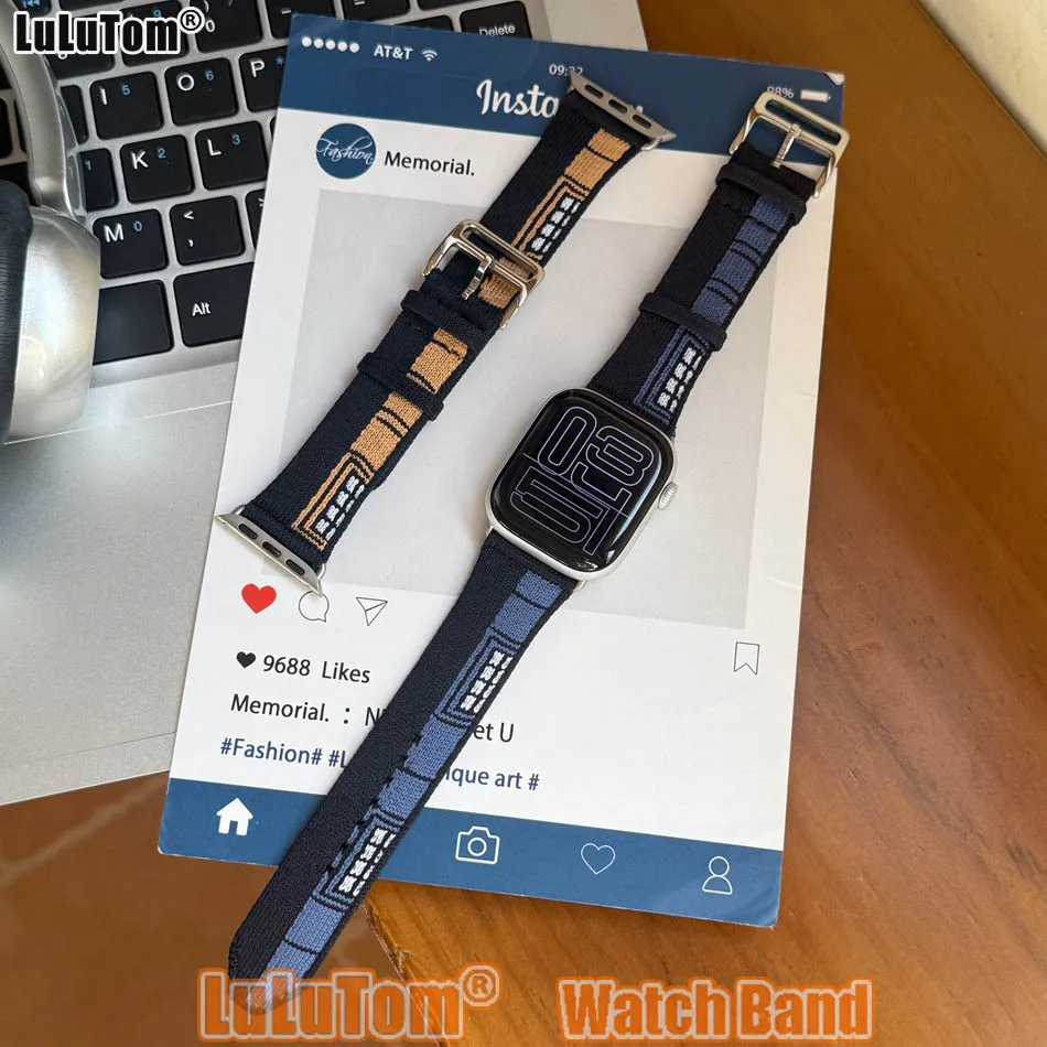 

Роскошный вязаный жаккардовый ремешок для Apple Iwatch Series 11 10 9 8 7 6 5 4 3 2 SE Ultra 38 40 41 42 44 45 46 49 мм Спортивный ремешок для часов