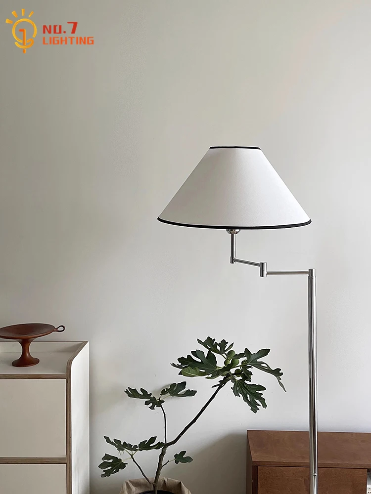 Japanese Korean Minimalist Cream Rocker Arm Floor Lamp LED E27 Modern Light Fixtures Living Room Bedroom Study Reading Store Bar