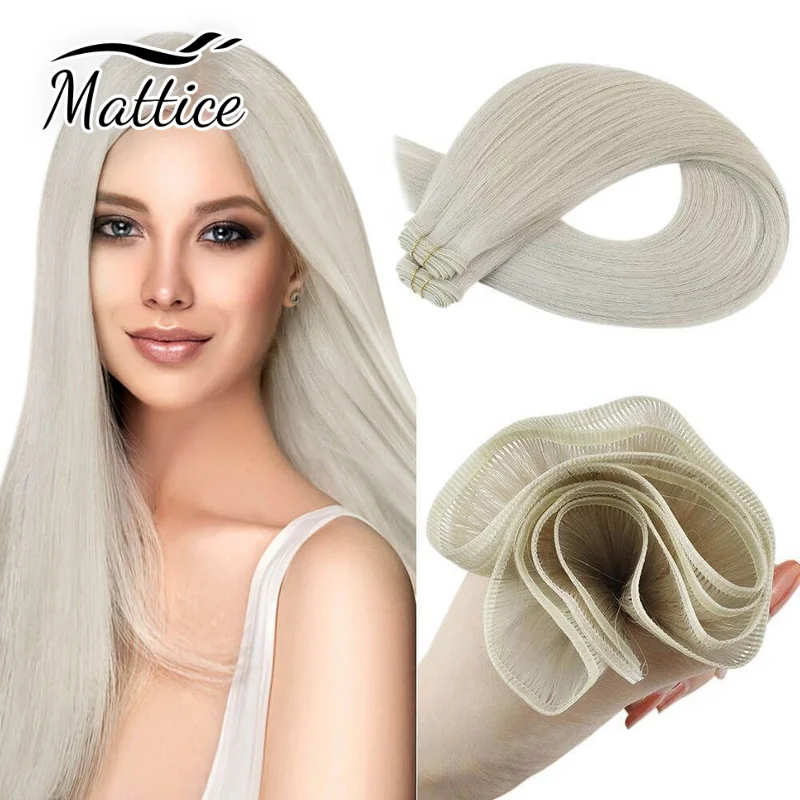 Extensions de cheveux vierges invisibles pour salon, trame de cheveux, coudre en faisceaux, vrais cheveux humains, plat injPu, cheveux raides, 50g, 2 pièces