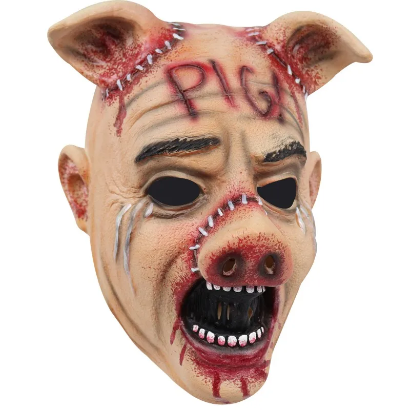 Horror Movie Texas Saw Cosplay Scary Cry Pig Latex Mask Terror Helmet Halloween Masquerade Party Carnival Prank Costume Prop