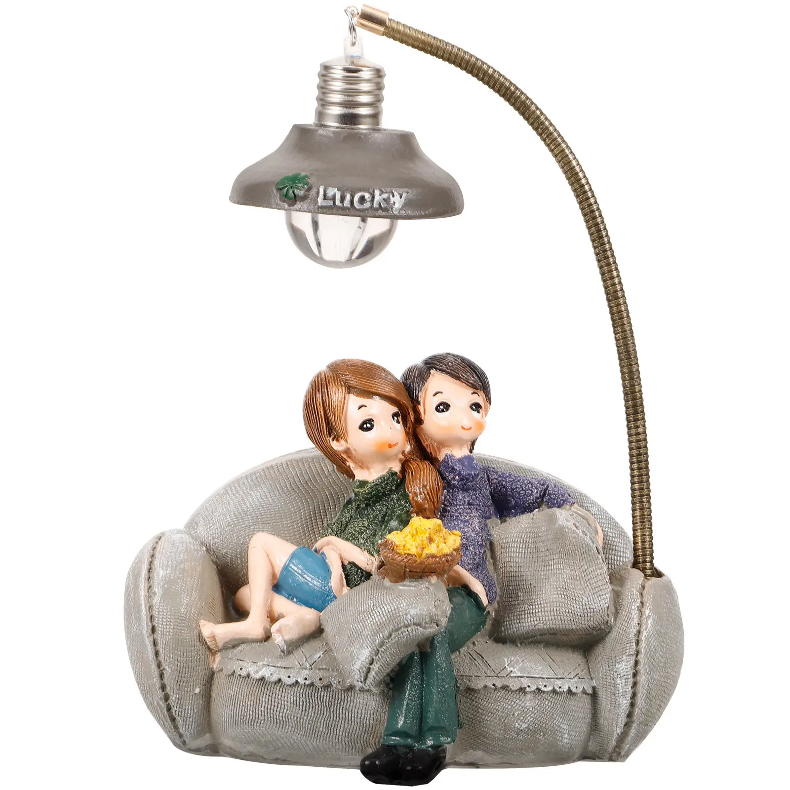 Handcrafted Resin Cartoon Couple Night Light Bedside Table Lamp Desktop Decoration for Room Living Room Office Hotel