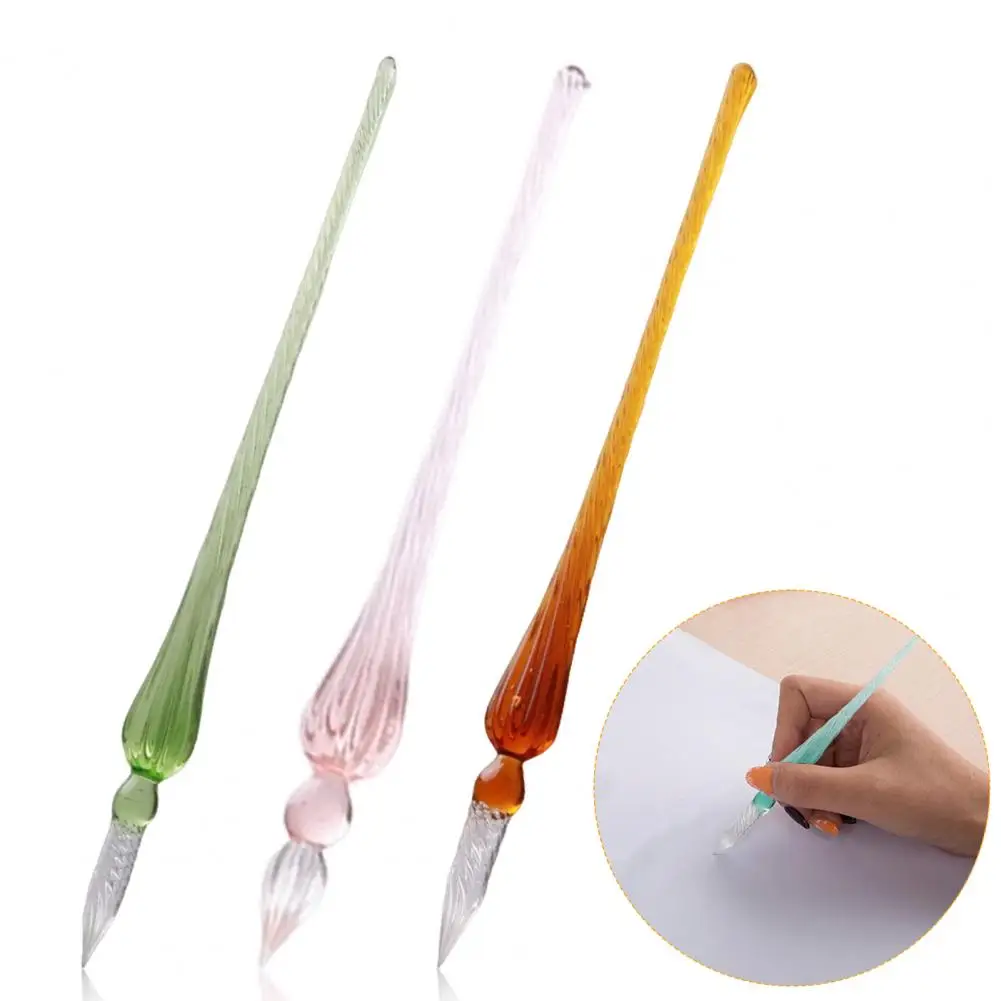 Glass Pen for Calligraphy Glass Pen Glass Dip Pen Set for Comics Painting Beautiful Color Effects Ink with Smooth for Drawing