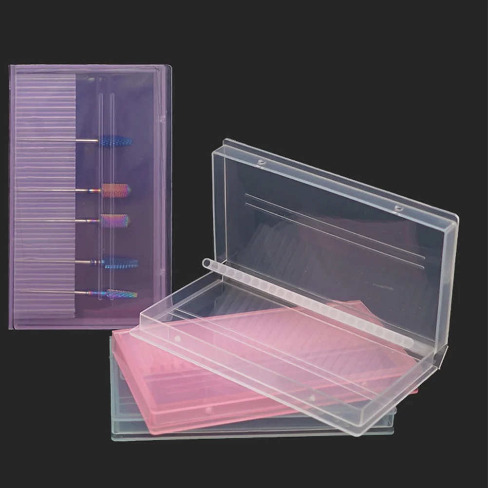 4 قطع من حافظة رأس تلميع الأظافر شديدة التحمل، حامل لقمة ثقب الأظافر، صندوق تخزين منظم لرؤوس الطحن، حجم صغير