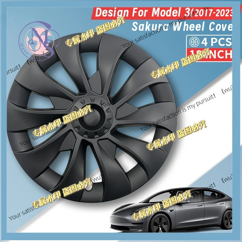 Four 18-inch hubcaps for Tesla Model 3 2017-2023,