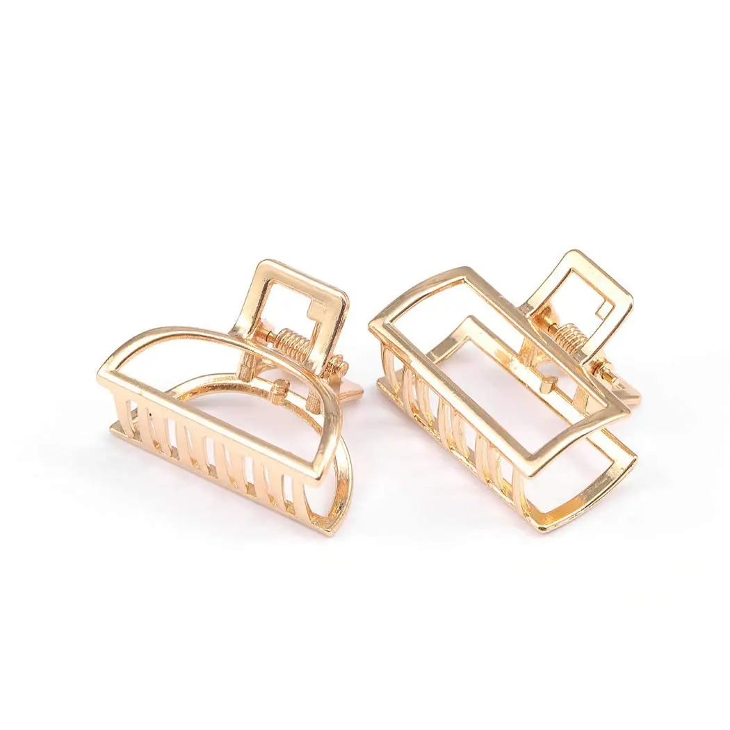 2pcs Hair Claw Gold Hair Clips Mini Non Slip Claw Clips Hair Accessories Daily Party Gift for Women and Girls