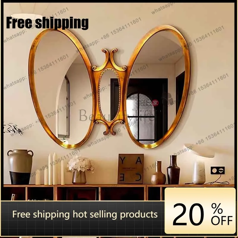 LJY French retro three-sided makeup mirror home desktop against the wall creative