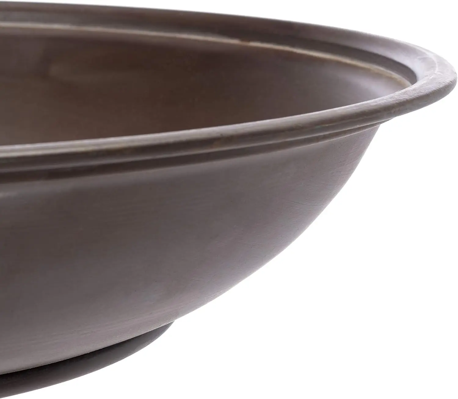 Wiktoriańska żelazna fontanna dla ptaków w stylu scroll z rustykalnym brązowym wykończeniem, idealna do dekoracji patio i ogrodu.