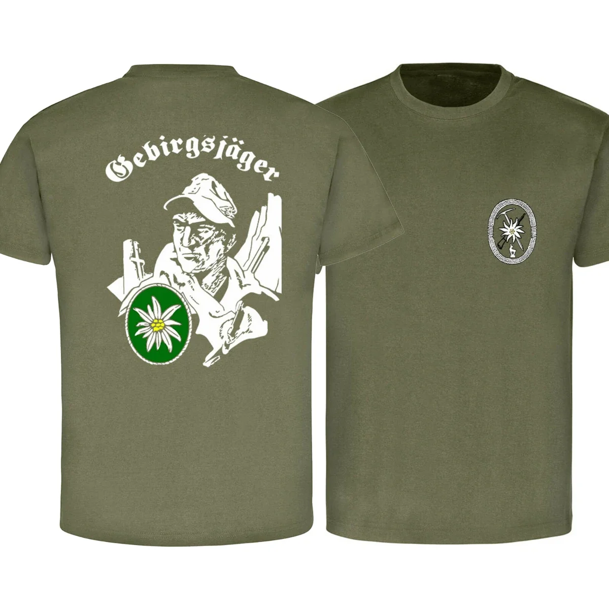 Gebirgsjäger Veteran Bundeswehr Alpen Bayeemrn Gams Edelweiss T-Shirt. Summer Cotton Short Sleeve O-Neck Mens T Shirt New S-3XL