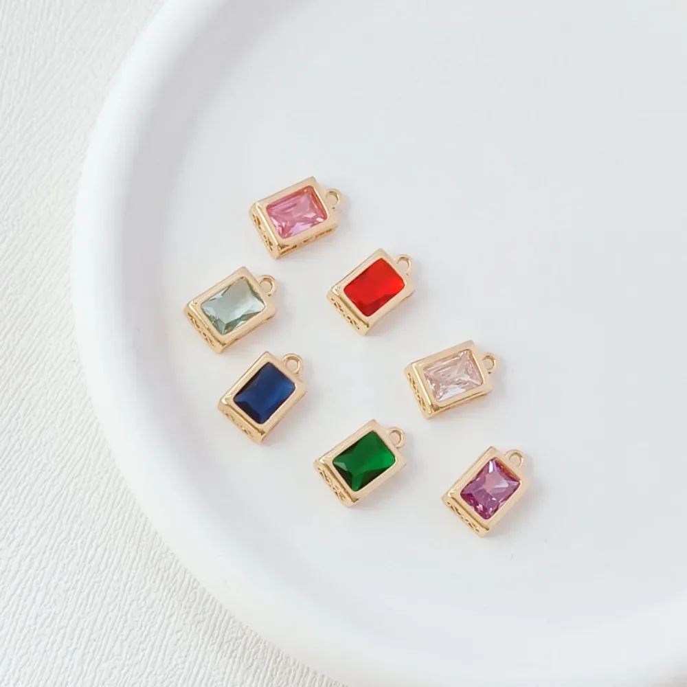 

Квадратный кулон с позолотой 14 карат и инкрустацией цирконом, ожерелье-браслет ручной работы «сделай сам», прямоугольный аксессуар-подвеска