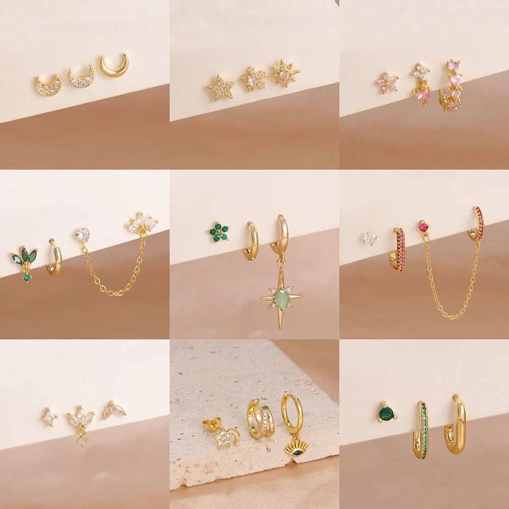 

Набор серег золотого цвета для женщин, мини-милые гипоаллергенные серьги-гвоздики со звездами для девочек, минималистичные серьги для пирсинга, ювелирные изделия, подарки, 3 шт.