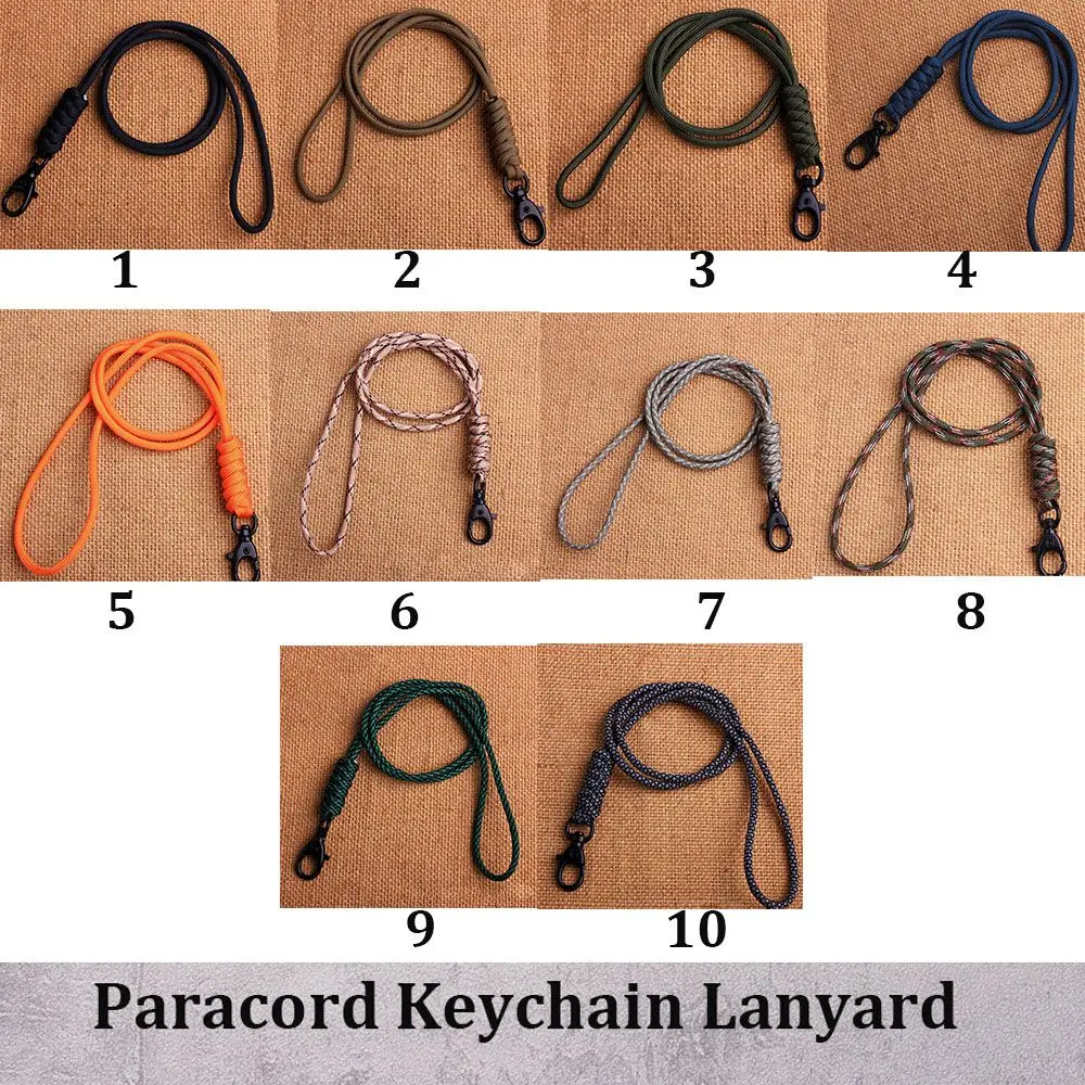 Paracord Keychain Lanyard Rotatable Buckle High Strength Parachute Cord Self-Defense Emergency Survival Backpack Key Ring Neck