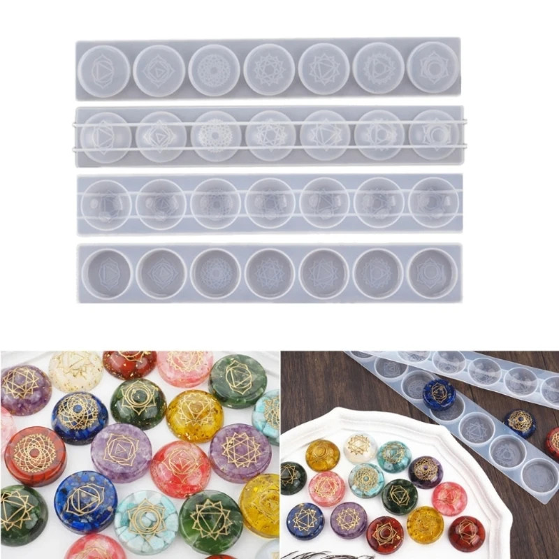 Fast Reach Resin Molds 7 Epoxy Silicone Pendant Molds Sacred Geometry Epoxy UV Crystal Molds for Jewelry Necklace Making