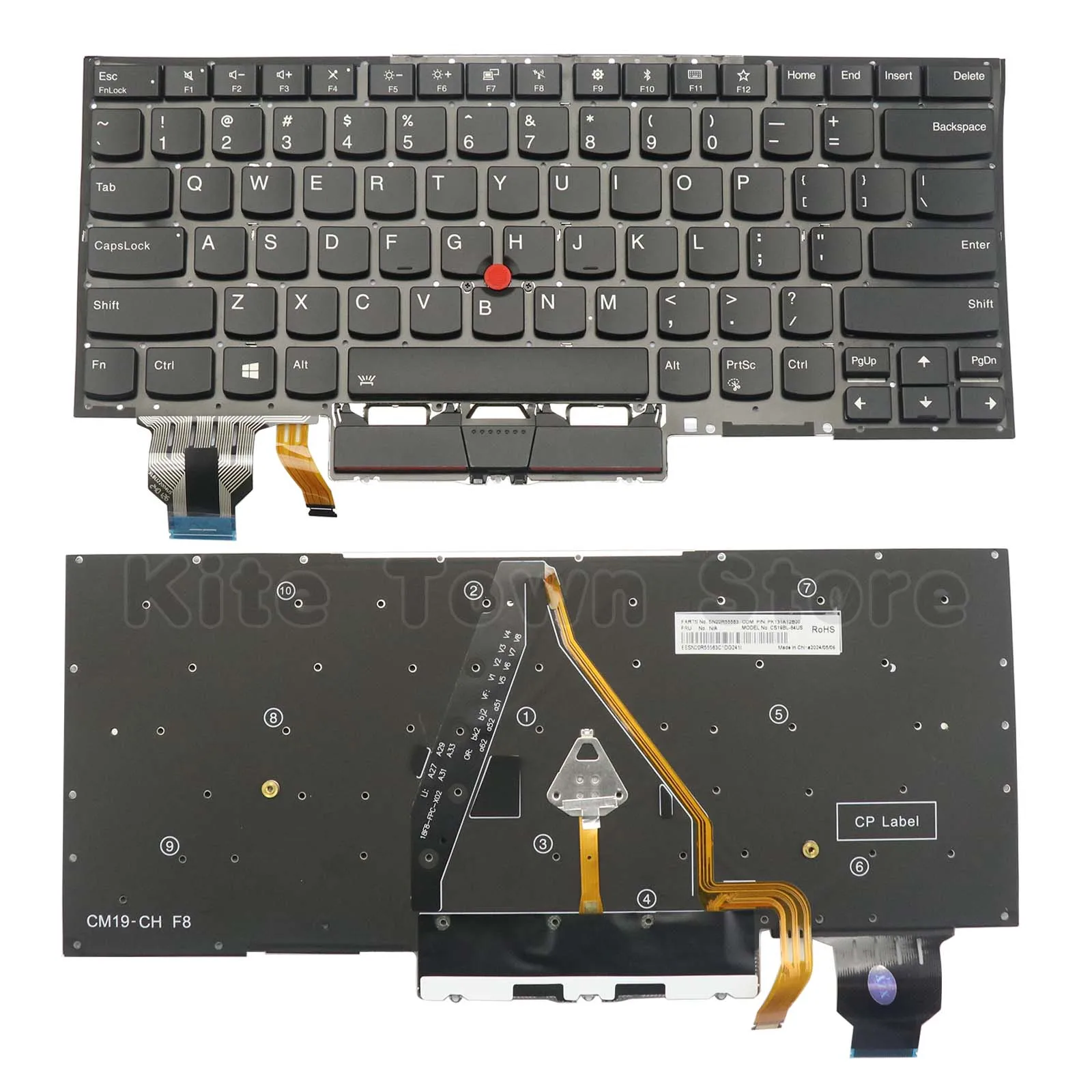 New US Layout Laptop Keyboard Backlit w/ Pointer for Lenovo ThinkPad X1 Carbon 7th Gen 2019 20QD 20QE 20R1 20R2