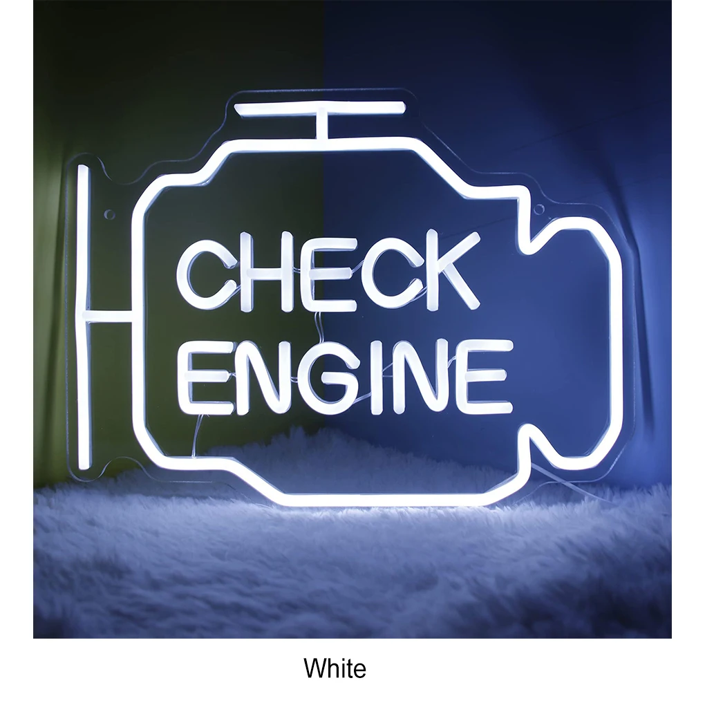 Check Engine Neon Signs Engine Neon Sign Sign Check Engine Neon Personalized LED Neon Garage Signs Yellow