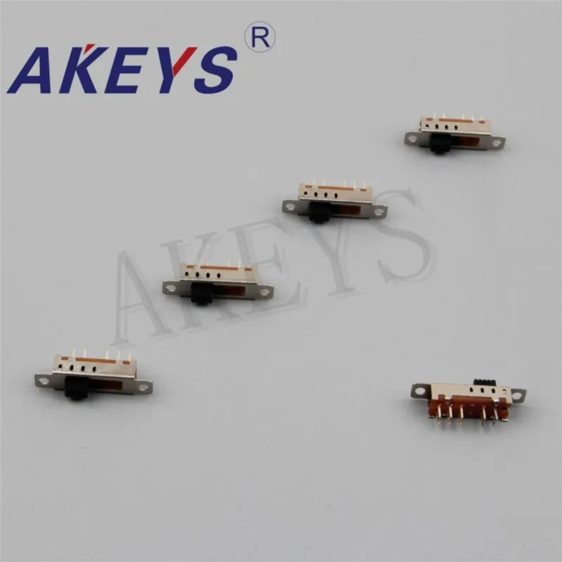 10Pcs SS-24E04 2P4T Double pole four throw 4 position slide switch 10 pin DIP type without fixed pin handle heights customized