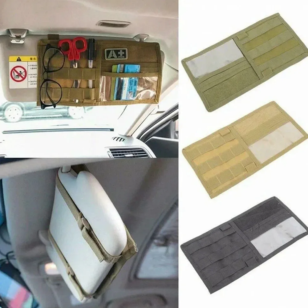 Tactical Molle Truck Car Sun Visor Organizer Holder Pouch Vehicle Visor Panel CD Storage Tool Bag for Outdoor Travel Equipment