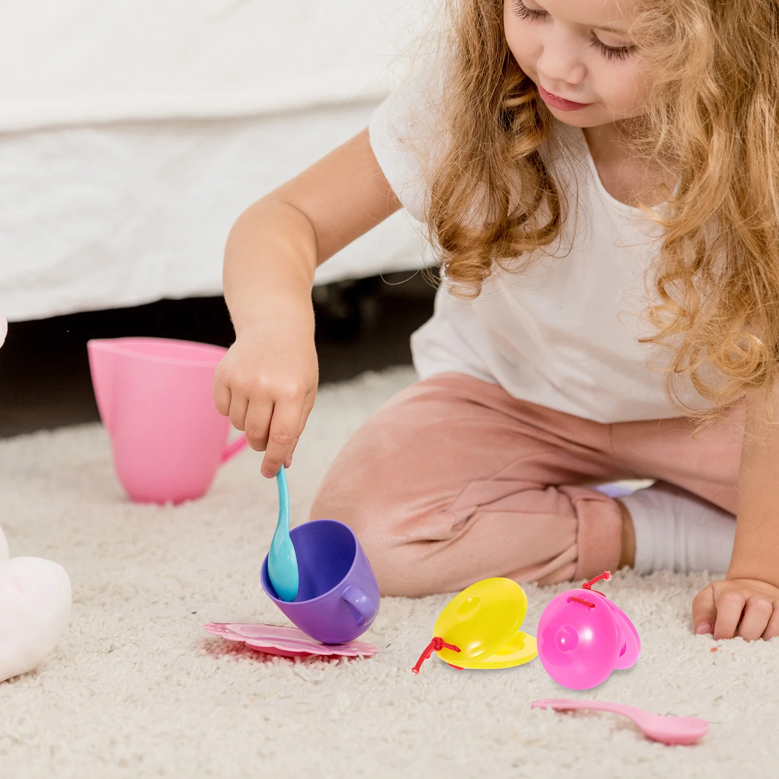 24 قطعة صنجات بلاستيكية للأطفال أدوات قرع يدوية إيقاعية صغيرة آمنة مادة البولي بروبيلين سهلة الإمساك للفصول الدراسية الموسيقية