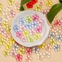 14mm 50pcs Colorful Clear Flower Beads For Necklace Bracelet Pendant Making DIY Jewelry Fashion Handmade Material Wholesale