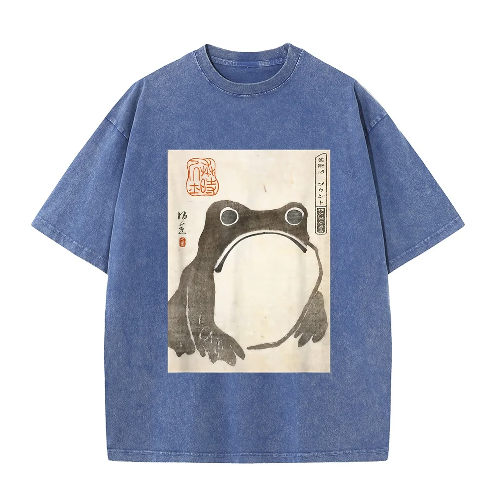 Grumpy Frog Japanese Art T-Shirt Unisex Adults/Kids Black Short Sleeve S Men Haikyuu Camisas De Hombre Plus Size Tee Shirt