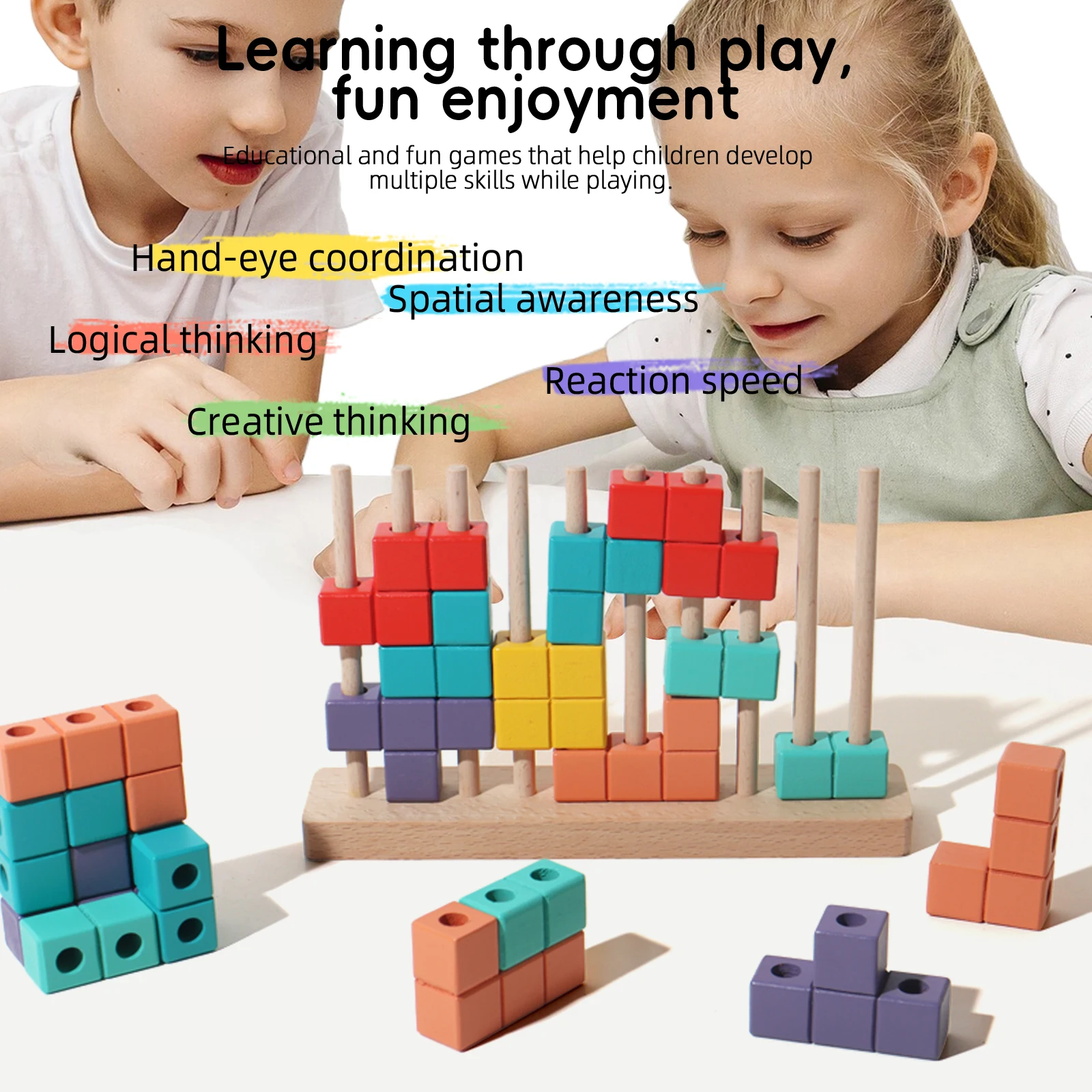 Multifunktionale russische Bausteine aus Holz, Feinmotorik, Eltern-Interaktion und Gehirnentwicklung, Spielzeug, frühes Lerngeschenk