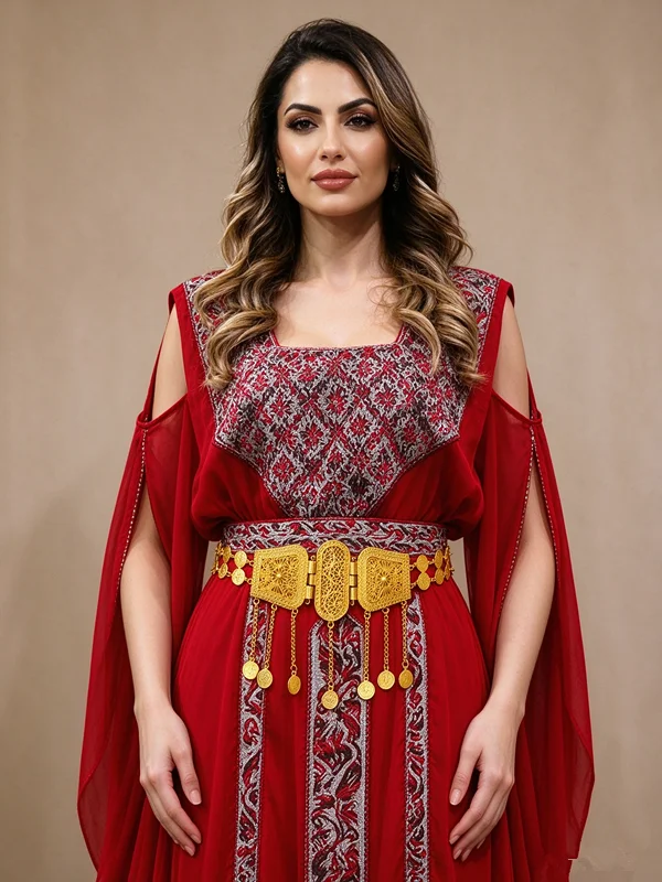 1PC Shiny Gold Bridal Waist Belt with Tassel Pendant, Caftan Dress Sash, Christmas Gift