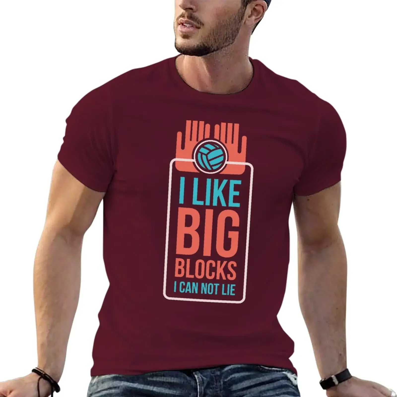 New T-Shirt  man cute clothes tshirts for men  I Like Big Blocks I Can not Lie Volleyball Shirt  oversized t shirt