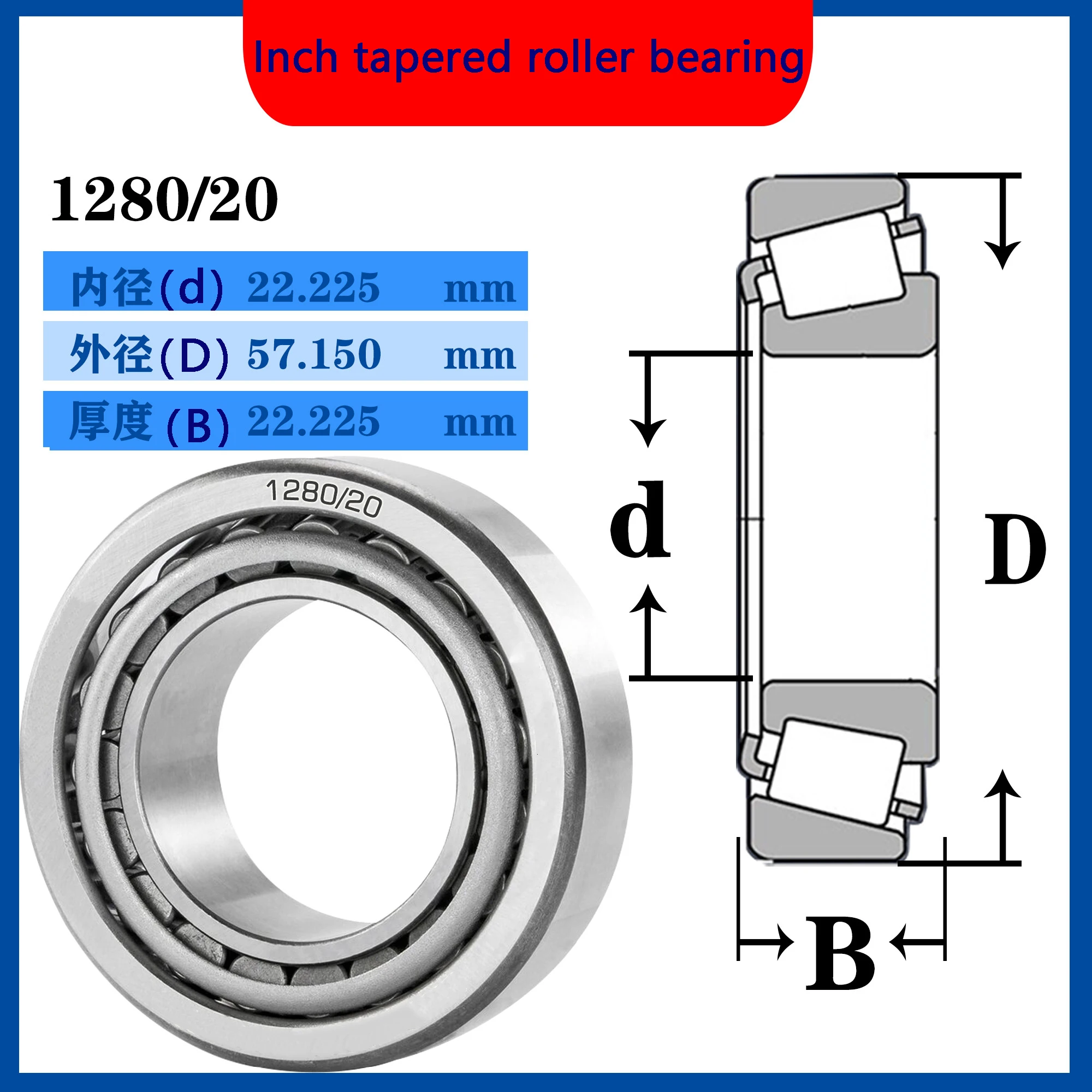 WZZG 1280/20（2 PCS )Inch Tapered Roller Bearings 22.225*57.150*22.225 mm 100% Brand New High Quality Mechanical Bearings
