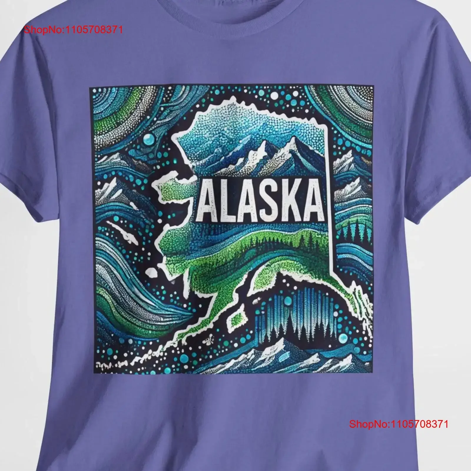 Alaska T Shirt Northern Lights Dot Art Alaskan Design Souvenir Idea vintage Washed Top For Everyday Wear Soft Slightly