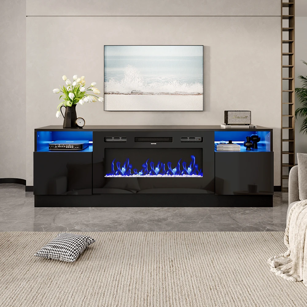 【Breeins】Recessed Electric Fireplace TV Stand with Closed Storage Home Decoration With Remote Modern