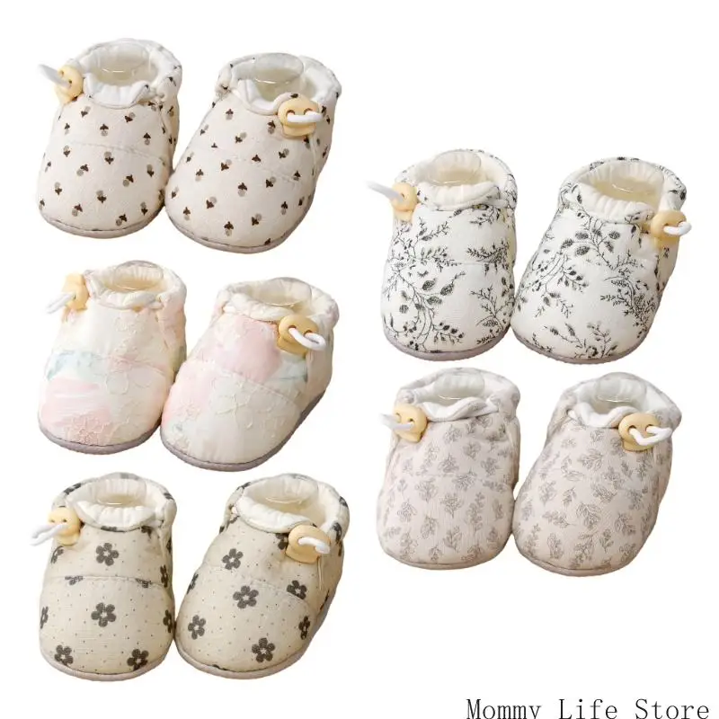 

1 Pair Soft Bottom Anti Slip First Walkers Cotton Shoes for Baby Learning to Walk Indoor Not Skid Bottom Design