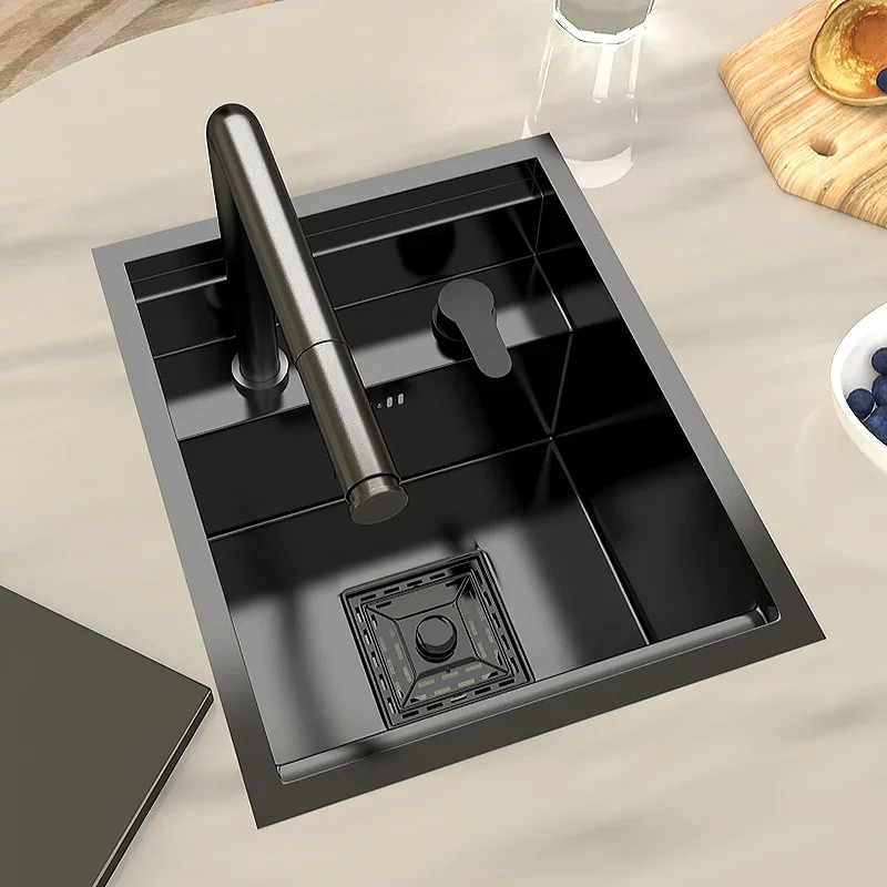 Bar square Concealed Kitchen sink with telescopic faucet is undermount kitchen sink