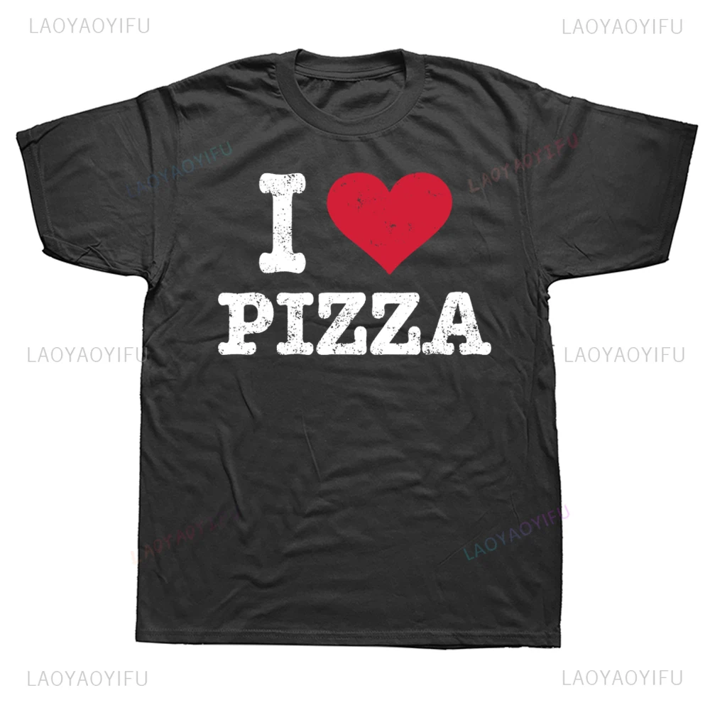 

Humor Vintage I Love Pizza Graphic T-shirts Tshirt Fashion Casual Loose Hip Hop Men Tshirt Harajuku Style Y2k Women's Clothing