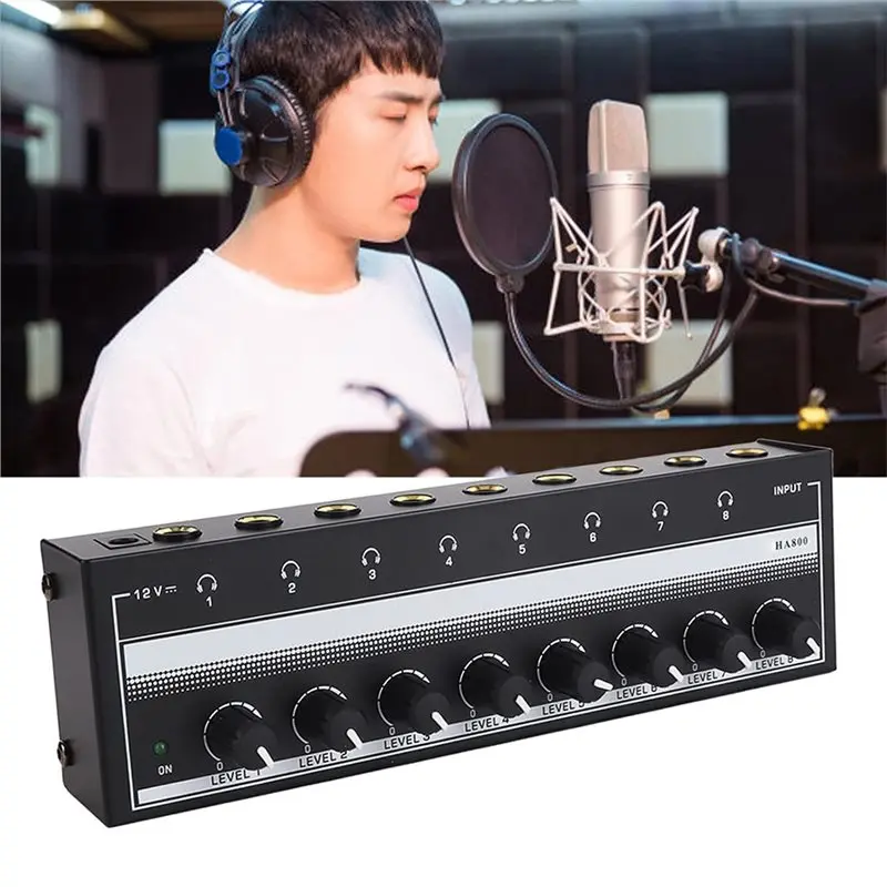 [B24B!】 Portable Metal 8-Channel Stereo Headphone Amplifier For Studio And Stage EU Plug Design