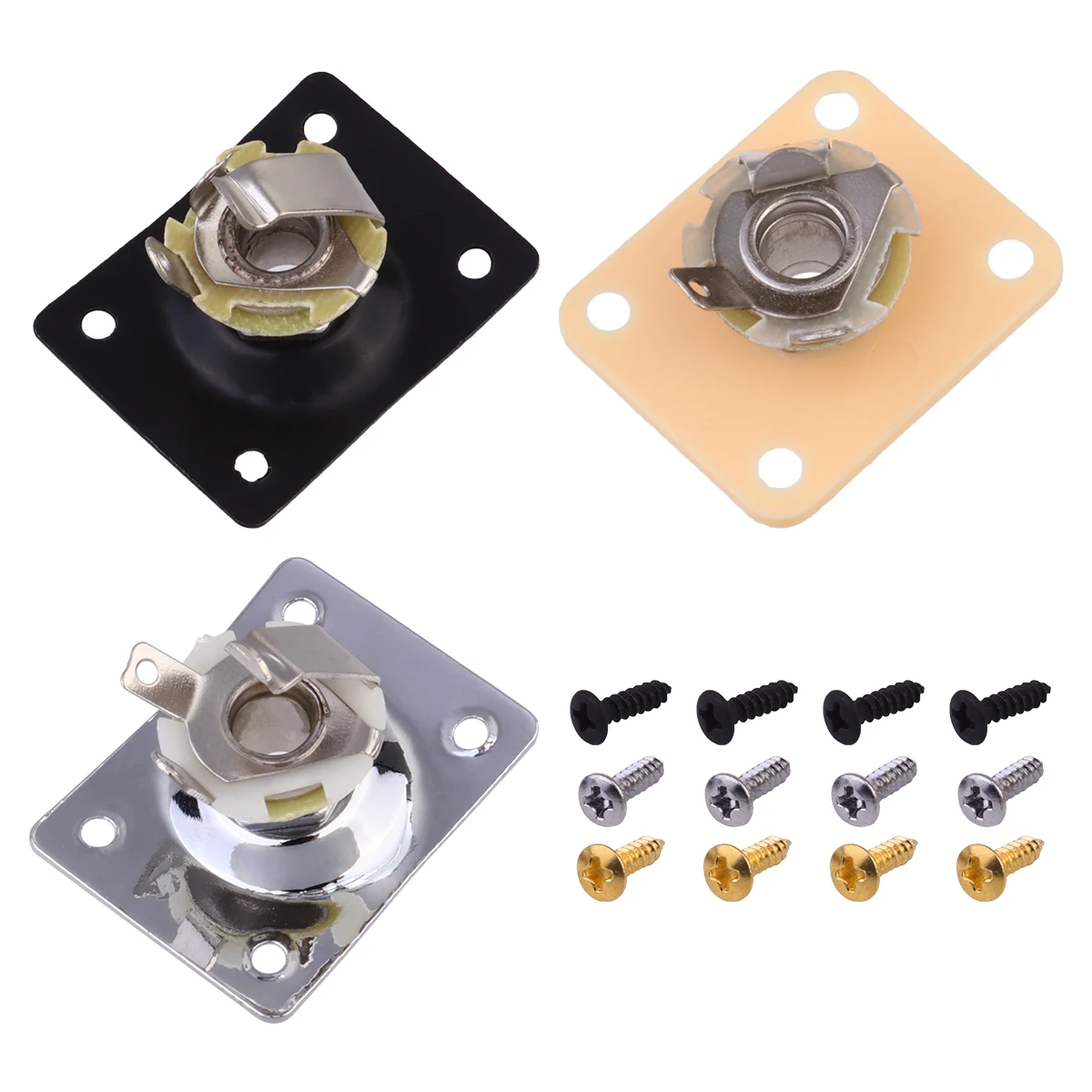 

3 Sets Electric Guitar Socket Accessories Connection Holes Square Output Metal Durable Fits Guitars