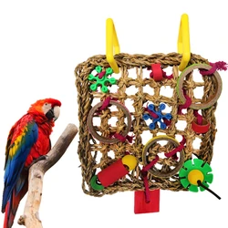 Colorful Hanging Parrot Bird Molar Toy Articles Parrot Bite Pet Bird Toy for Parrot Training Bird Swing Biting Toy