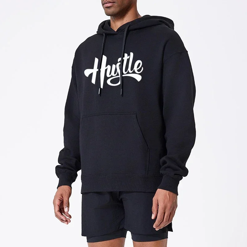 

Autumn Long Sleeve Sweaters Men's Loose Hoodies Casual Hustle Letters Sport Hooded Sweatshirts Bottom Shirts Pullovers