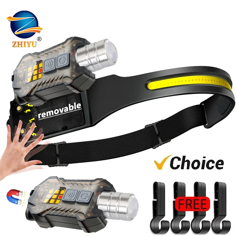 

USB Rechargeable LED Sensor Headlamp COB Headlight Head Torch Work Light Waterproof Headlamp for Fishing Camping Lantern