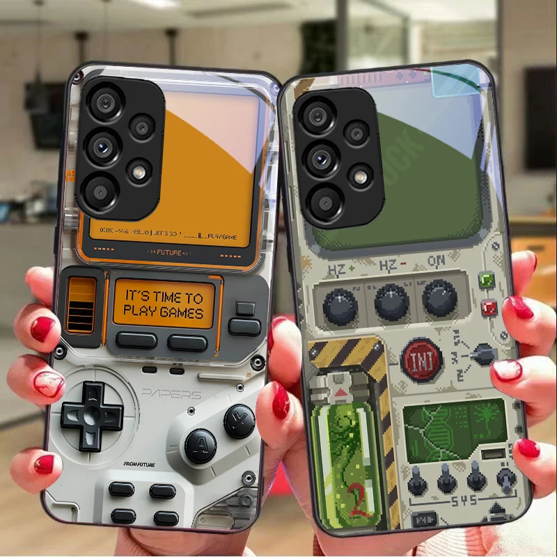 เกมคอนโซลสําหรับ Samsung Galaxy S10 20 PLUS 21 FE 22 23 24 FE 25 Ultra กระจกนิรภัยสีดําเคสโทรศัพท์ Hard SHELL