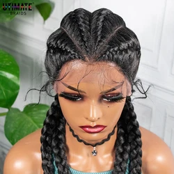 Synthetic Lace Wigs Braided Wigs with Baby Hair Long 26 Inches Box Braids Wig for Black Women Lace Front  Afro Hair Wigs