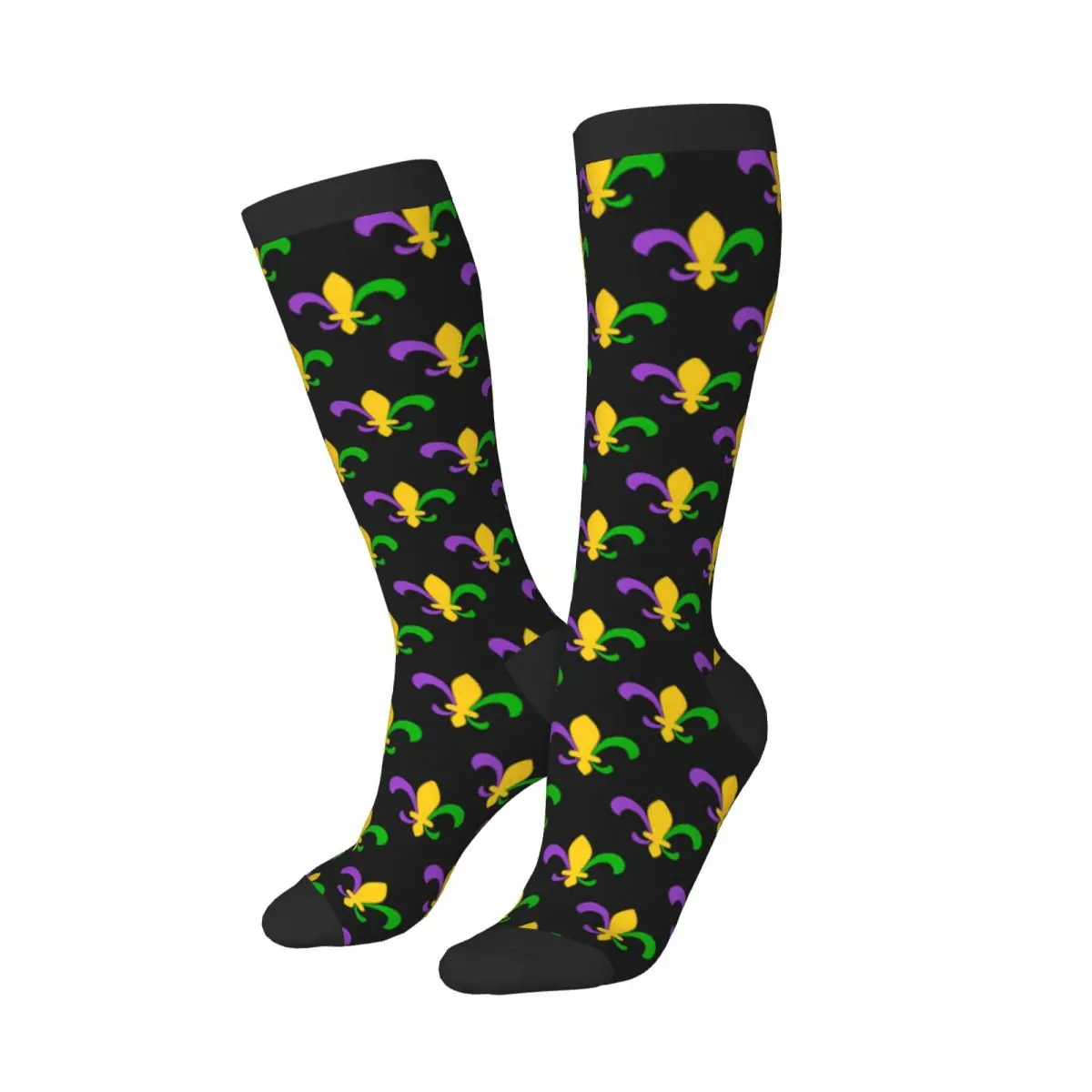 Unisex Socks Mardi Gras Fleur De Lis Pattern Casual Harajuku Business Socks