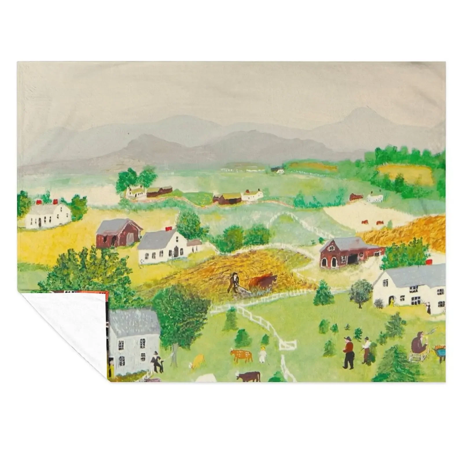 

Anna Mary Robertson 'Grandma' Moses Mountains American Folk Art Throw Blanket Sleeping Bag Luxury Brand Thin Blankets