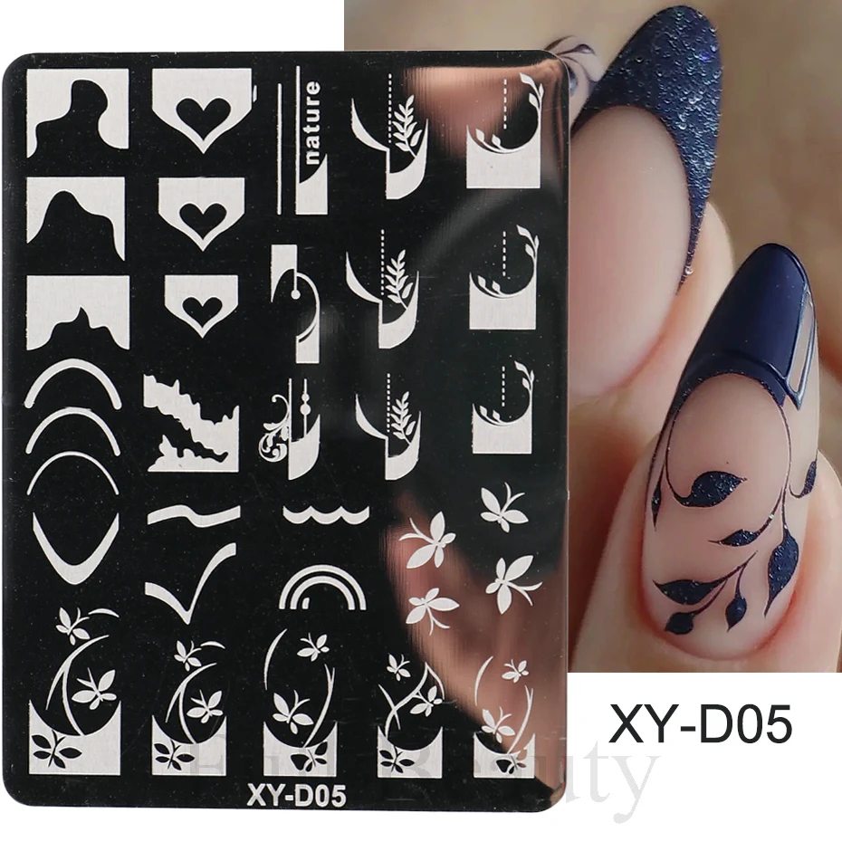 French Line Tips Nail Stamping Plates Stencil Forms Geometry Flowers Leaf Nail Art Stamp Templates Gel Polish Printing Plate image 4