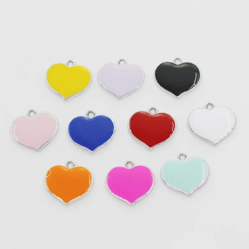 

Новое поступление ювелирных изделий, 50 шт./лот, смешанные 10 цветов, подвески в форме сердца, принадлежности для изготовления аксессуаров