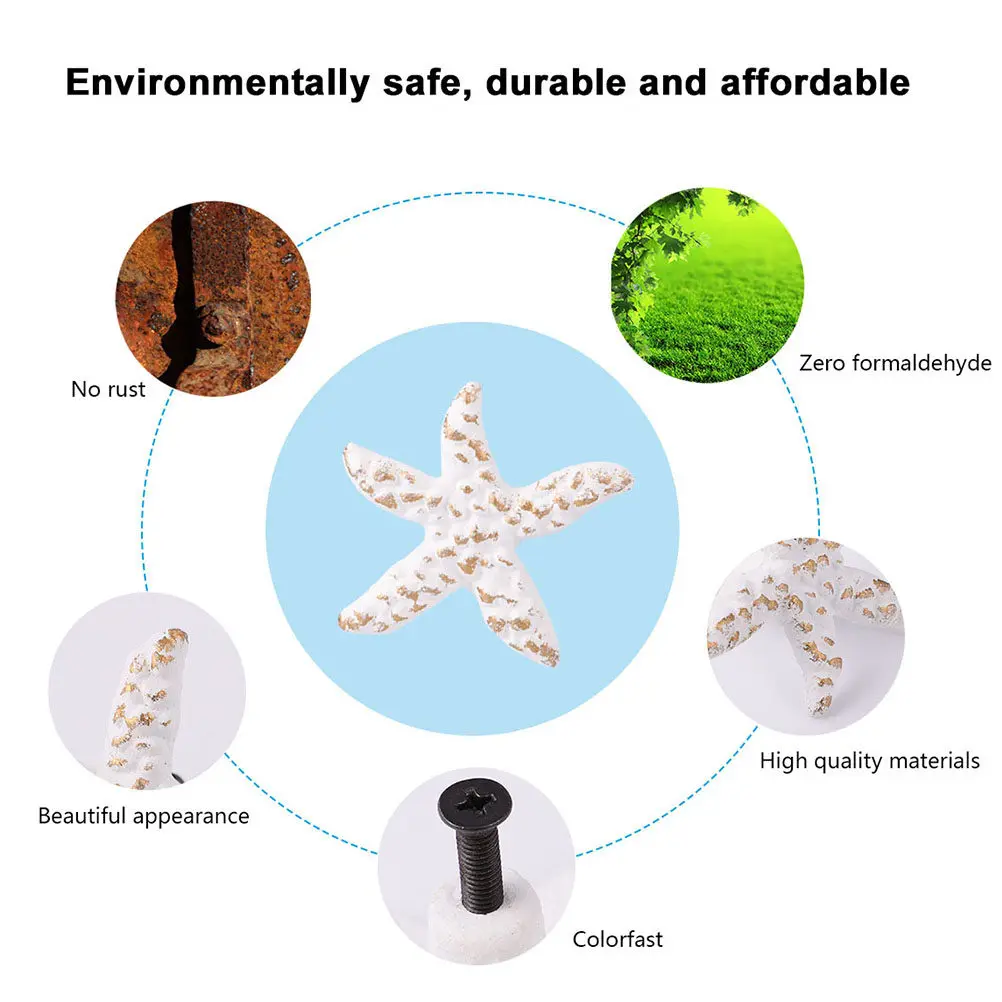 2Pcs Sea Star Drawer Handles Iron Knobs Retro Mediterranean Style Cabinet Pulls Ocean Theme Wardrobe Hardware Sea Star Knobs