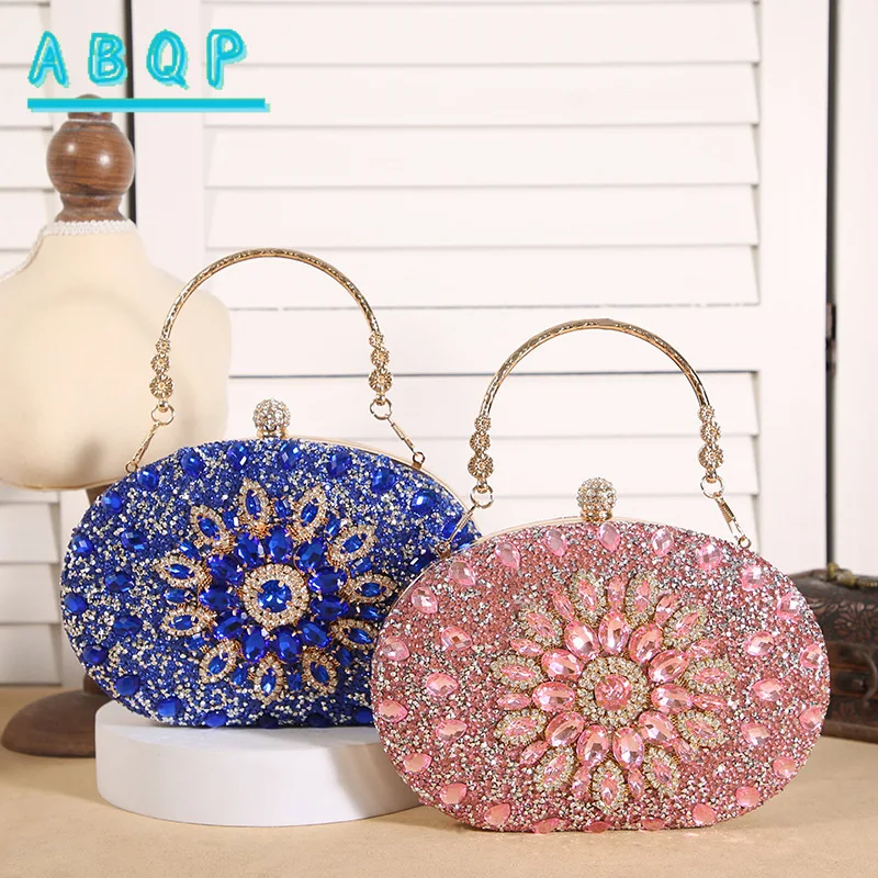 

Dinner Party Women's Bag Luxury Brand Diamond-encrusted Sparkling Dinner Party Women's Handbag Flower Shape Diamond Shoulder Bag