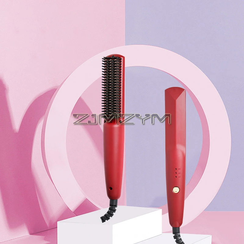แปรงยืดผมตรงผมตรงเซรามิกแบบมืออาชีพเครื่องทำความร้อนรวดเร็ว30วินาทีการตั้งค่าอุณหภูมิ3ระดับสำหรับใช้ในบ้านการเดินทางและร้านเสริมสวย