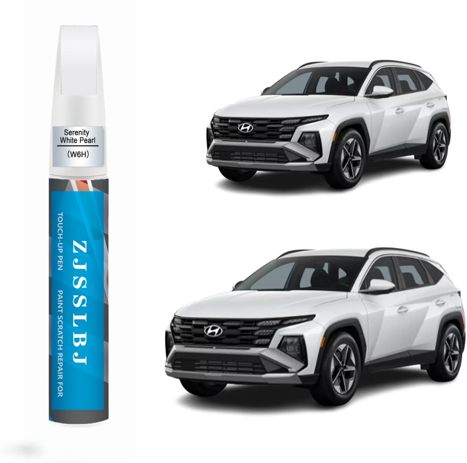 Car Touch Up Paint(Serenity White Pearl(W6H)) for Hyundai, Car Paint Scratch Repair Kit, Quick & Easy Solution to Repair, 2 in 1